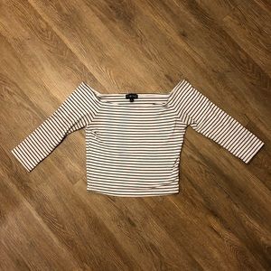 Off Shoulder // Striped Crop Top